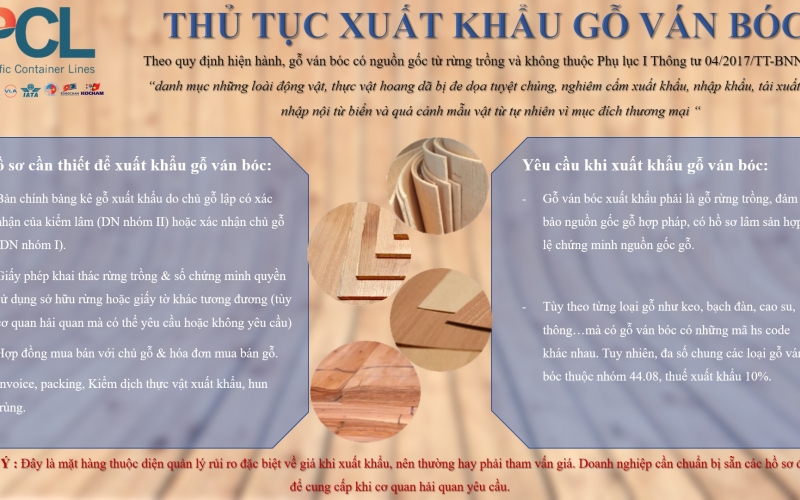THỦ TỤC XUẤT KHẨU GỖ VÁN BÓC